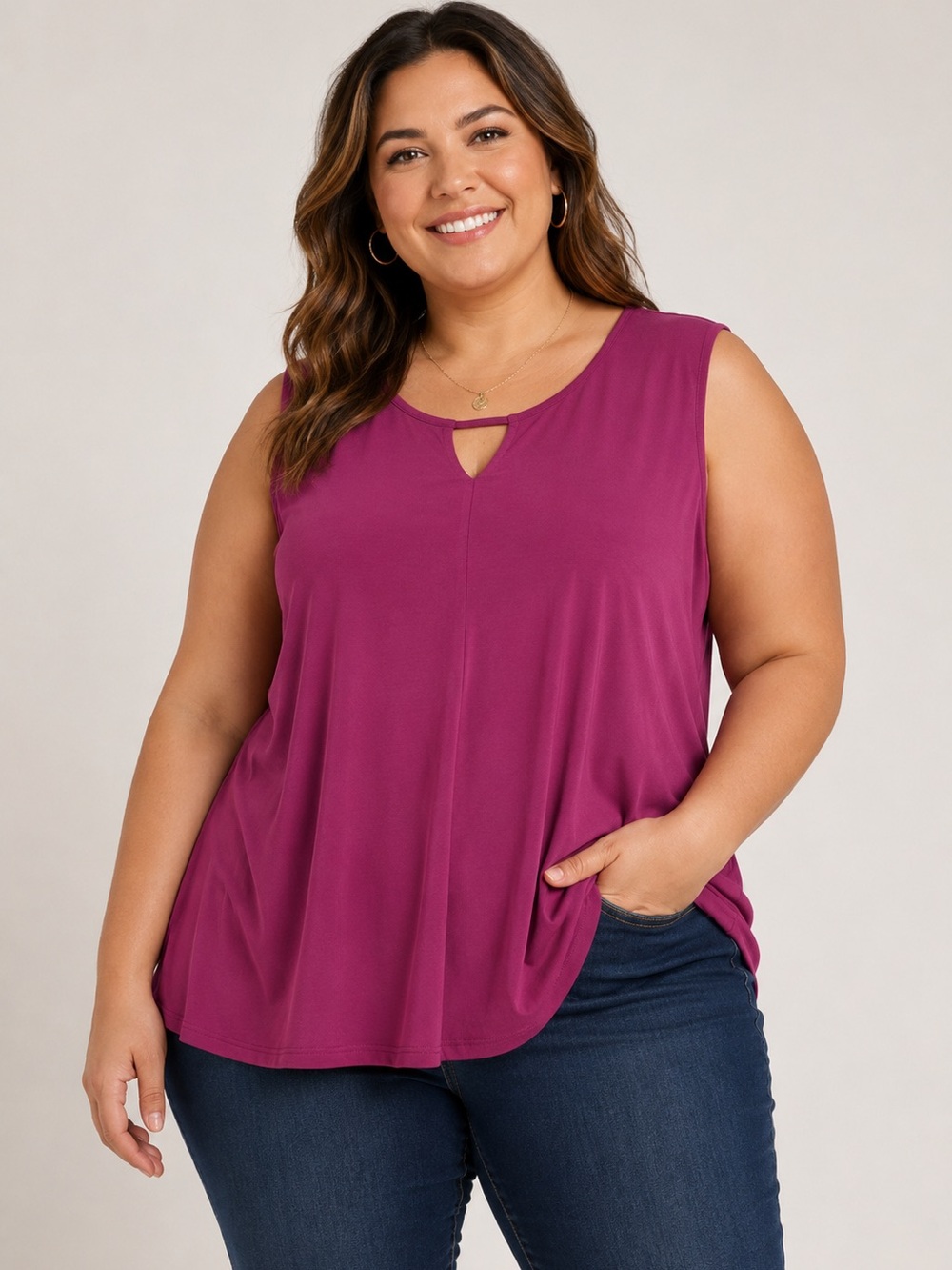 Catherines magenta  sleeveless top with keyhole neckline Size 5X